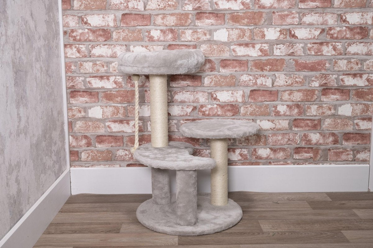  Maxxpro Krabpaal - Krabpaal Voor Katten - Kattenspeelgoed - 62 CM - 3 Platformen - Speeltouw - Sisal - Grijs