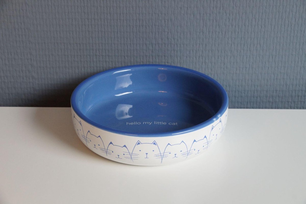  Trixie Voerbak / Drinkbak Kat Platte Neus Lichtblauw / Wit (300 ML 15 CM)