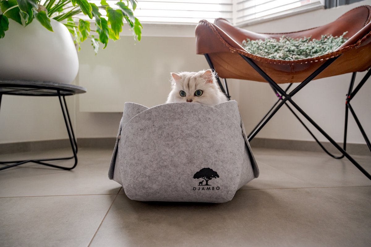  Djambo Grijs Kattenmand Vilt Met 1 Zacht Kussen - Elegant En Praktisch Kattenbed - Comfortabel En Origineel Design