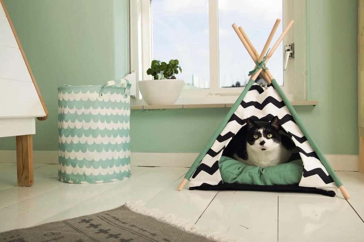  Beeztees Kioni Tipi Tent - Kattenhuis - Zwart/Wit - 50x50x70 Cm