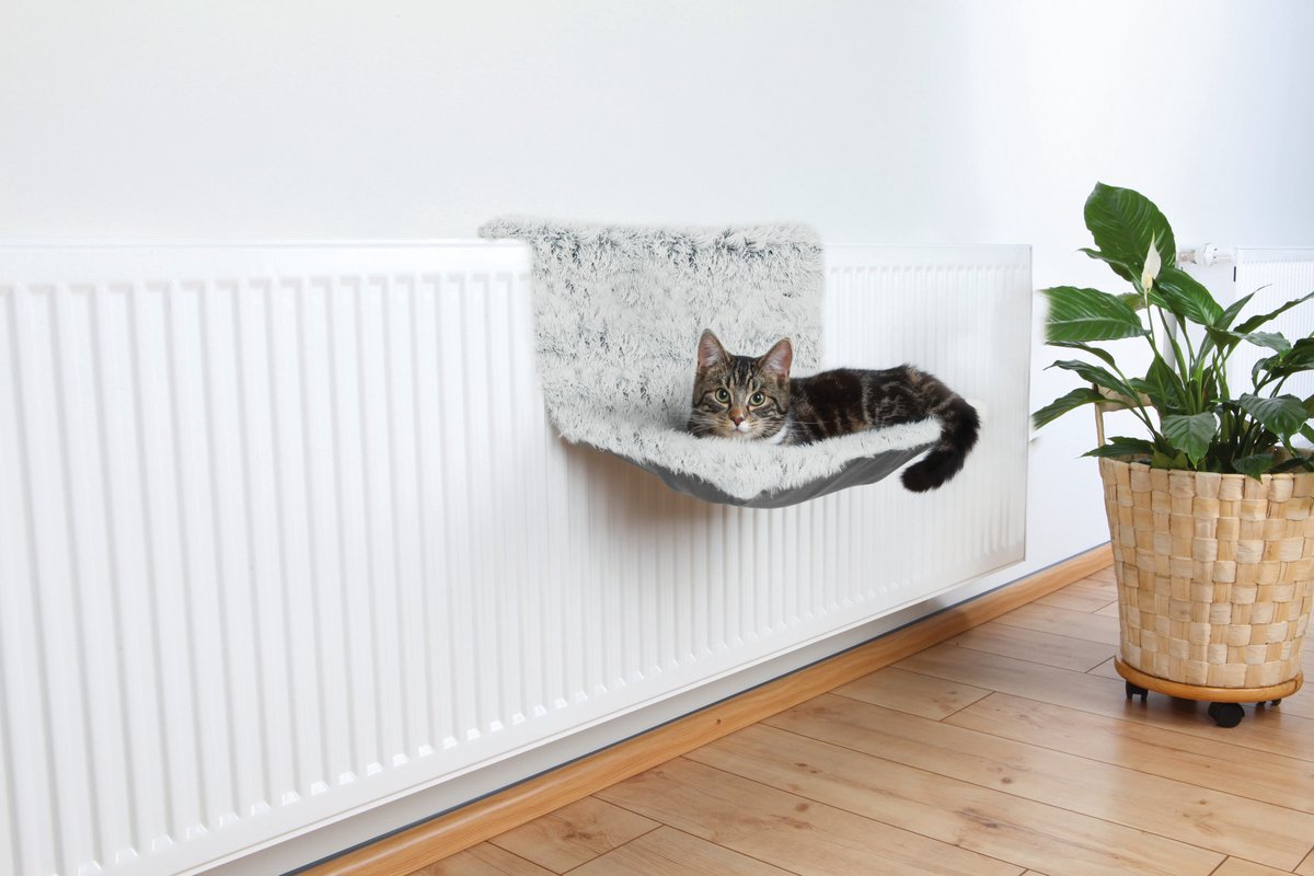  Trixie Radiator Hangmat Harvey Langhaar Pluche / Velours Wit Zwart - 45X31X26 CM