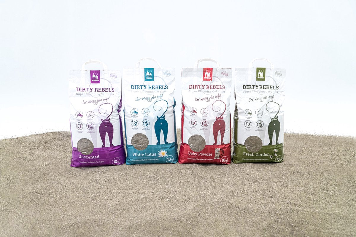  Dirty Rebels Kattenbakvulling - 10 L - Geurloos / Zonder Geur - Sterk Klontvormend - Stofvrij - 100% Natuurlijk - Premium Kwaliteit Van Petrebels
