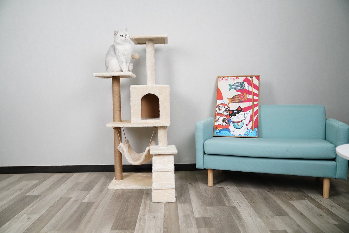  Krabpaal – Katten Krabpaal - Kattenhuis - 125cm Hoog - Beige