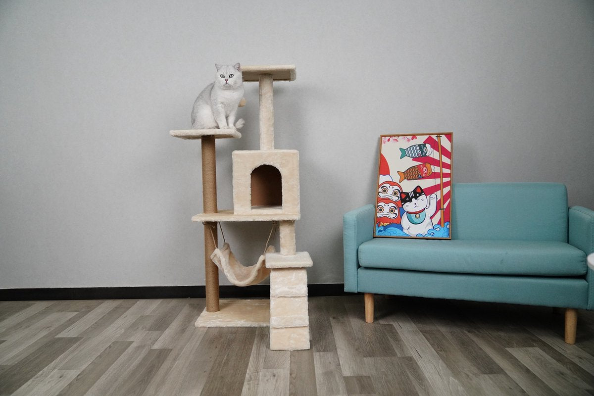  Krabpaal – Katten Krabpaal - Kattenhuis - 125cm Hoog - Beige