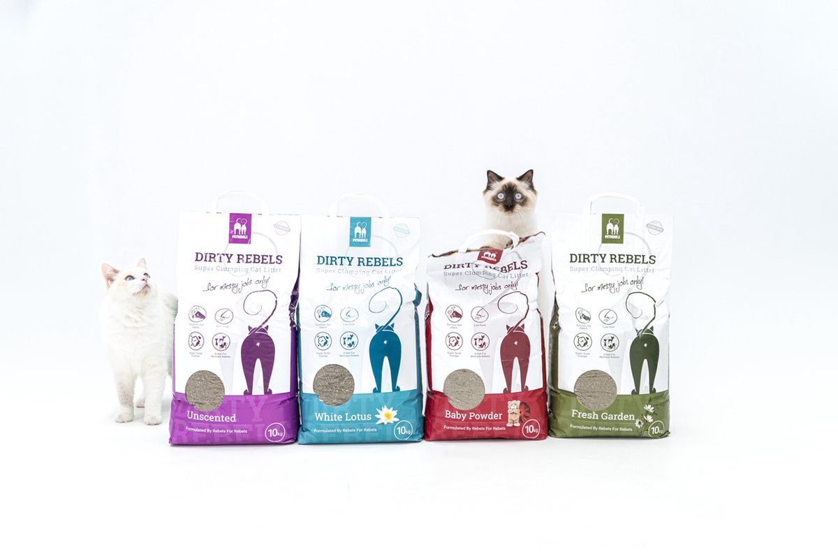  Dirty Rebels Kattenbakvulling - 10 L - Geurloos / Zonder Geur - Sterk Klontvormend - Stofvrij - 100% Natuurlijk - Premium Kwaliteit Van Petrebels