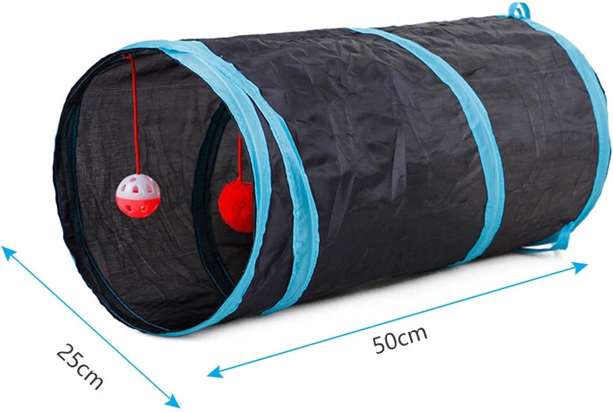  Speeltunnel Katten - Kattenhuis - Kattentunnel - 2 Gangen - Met Speelballetje
