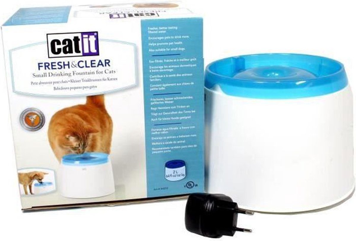 Catit Fresh And Clear - Drinkfontein Kat - Blauw /Wit - 2 L