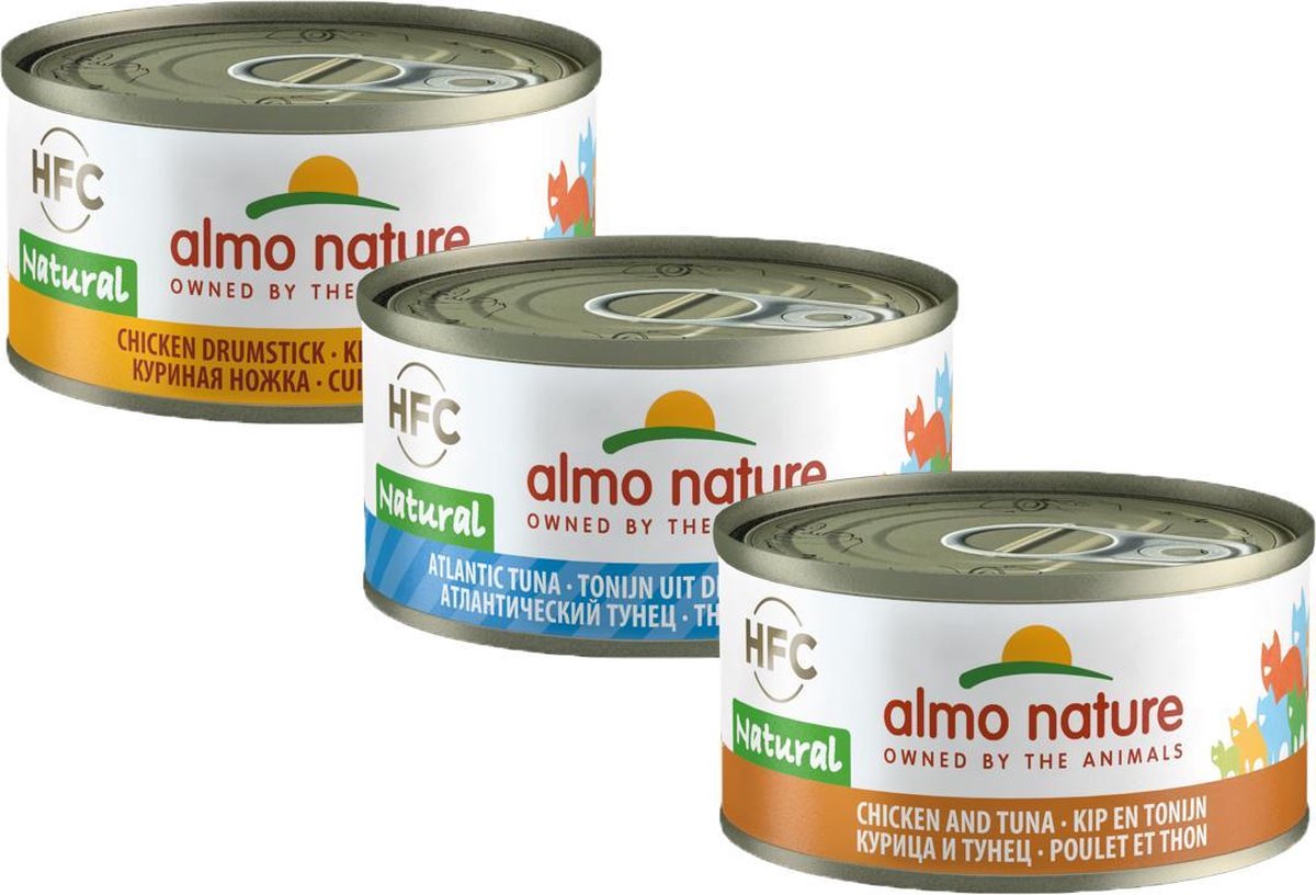  Almo Nature Natvoer Voor Katten - HFC Natural - 24 X 70g - Kip En Tonijn - 24 X 70 Gram
