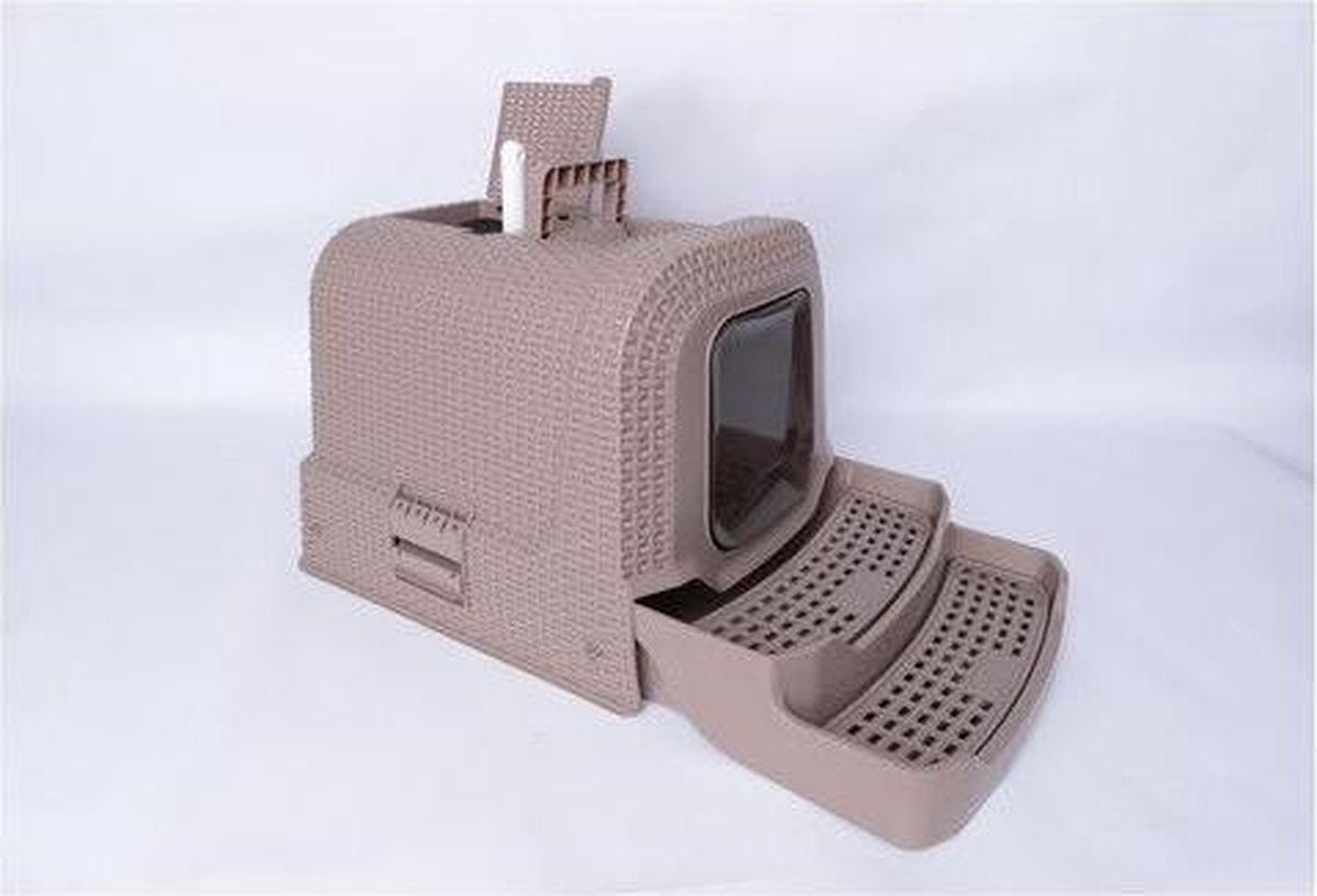  Adori Kattentoiltet Rattan Taupe - Kattenbakken - 69x42x41 Cm