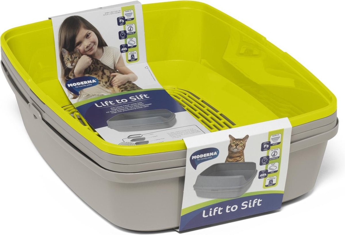  Moderna Lift To Sift - Kattenbak Met Zeefsysteem - Grijs - 50 X 38 X 24 Cm