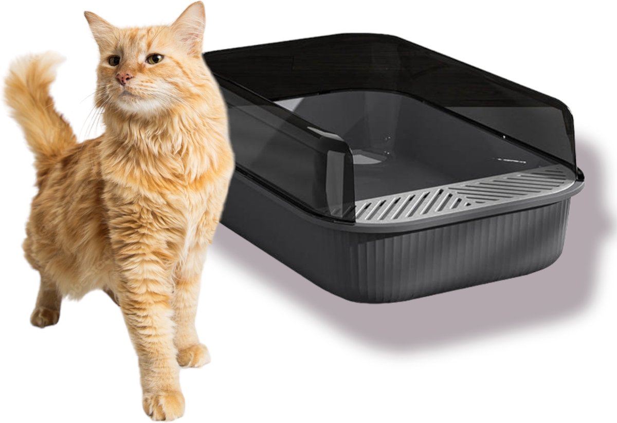 Merkloos Kattenbak - Zwart - Open - Incl. Schep - Modern - Hip - Trendy - Design Kattenbak