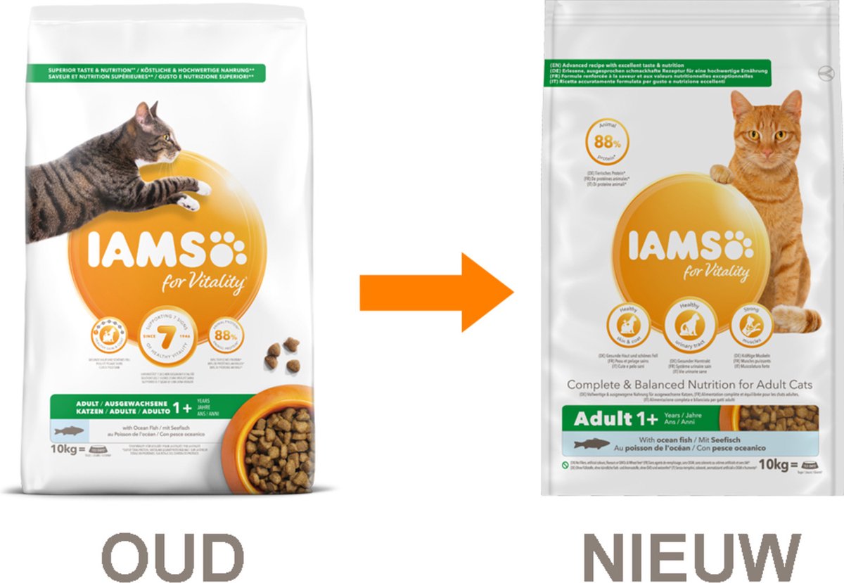  Iams Cat Adult - Vis &amp; Kip - Kattenvoer - 10 Kg