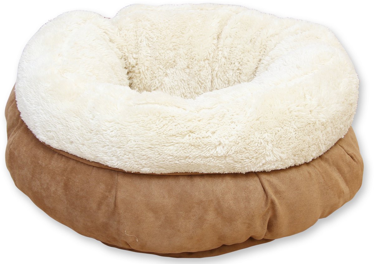  All For Paws Donut Bed – Kattenmand – Biedt Warmte En Comfort Voor Katten Of Kleine Honden – Ø 45cm – Beige – Wasbaar Met De Hand