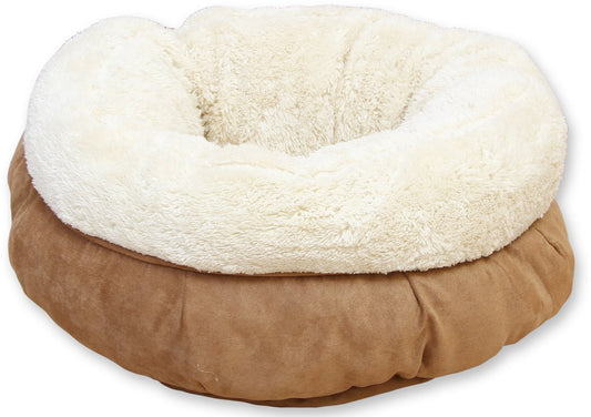  All For Paws Donut Bed – Kattenmand – Biedt Warmte En Comfort Voor Katten Of Kleine Honden – Ø 45cm – Beige – Wasbaar Met De Hand