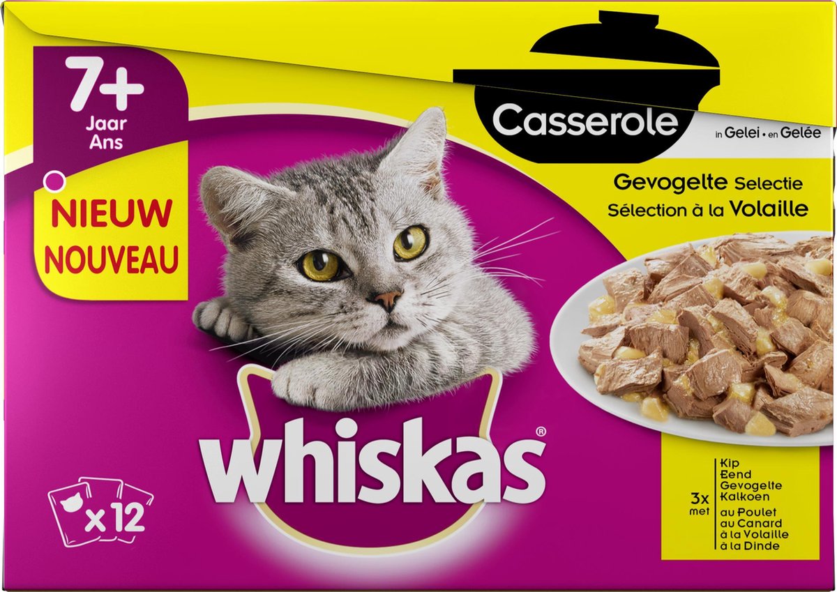  Whiskas Casserole Senior Gevogelte In Gelei 12*85g 1x4