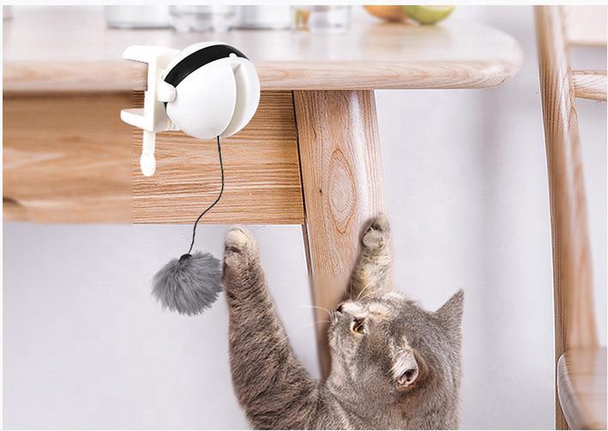 Merkloos Kattenhengel - Elektrisch Kattenspeelgoed - Kattenspeeltjes - Automatische Hengel - Kitten Speelgoed - Interactief Kattenspeelgoed - Bal - Katten - Poesjes - Kitten - Kat - Kattenbal - Kattenspeeltjes Intelligentie