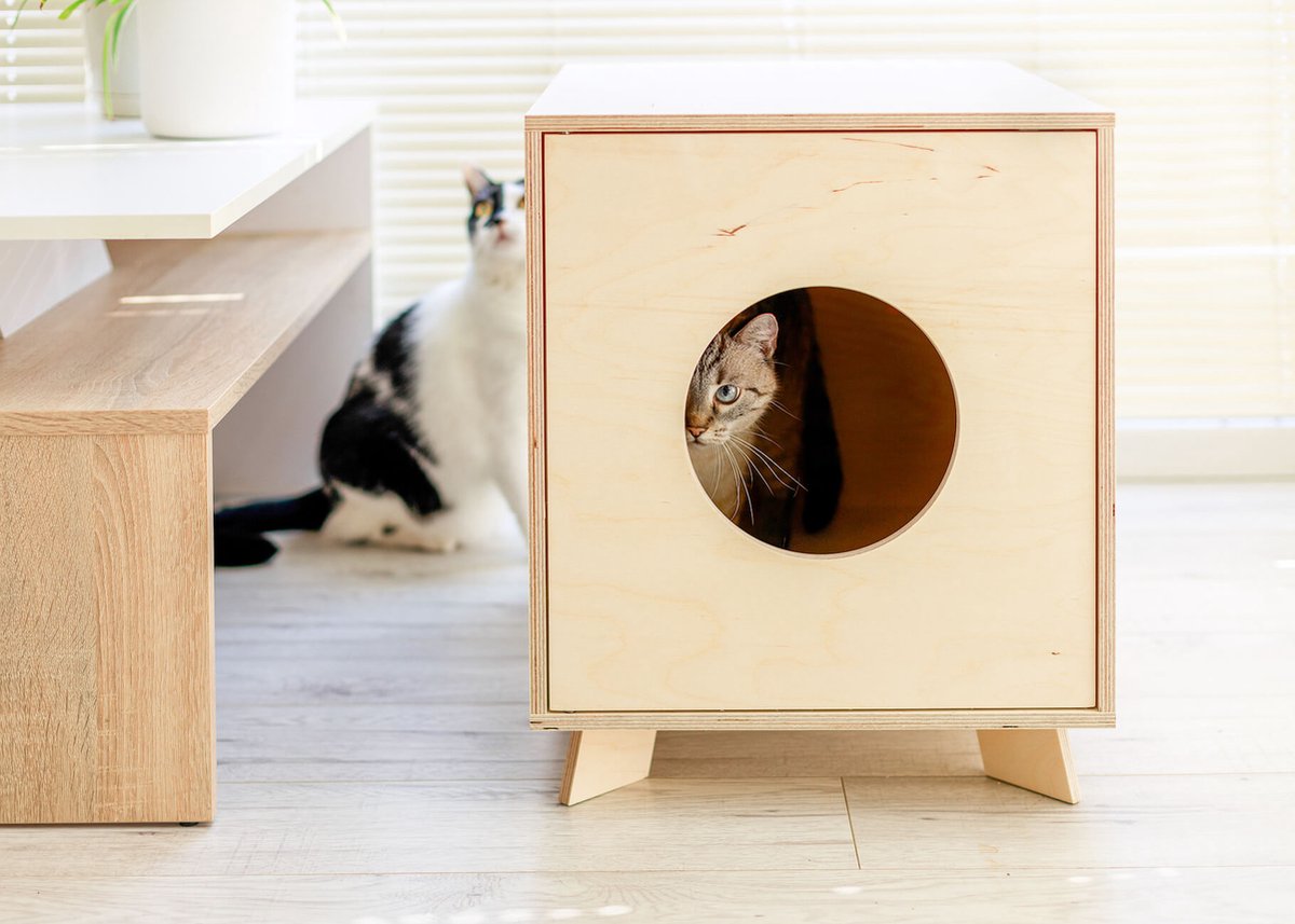  Catandwood Kattenhuis - Kattenbakcontainer - Kattenbak Ombouw - Hout