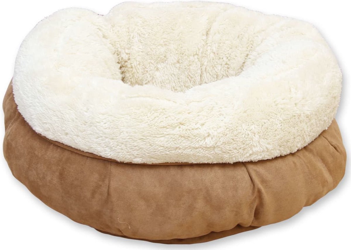  All For Paws Donut Bed – Kattenmand – Biedt Warmte En Comfort Voor Katten Of Kleine Honden – Ø 45cm – Beige – Wasbaar Met De Hand