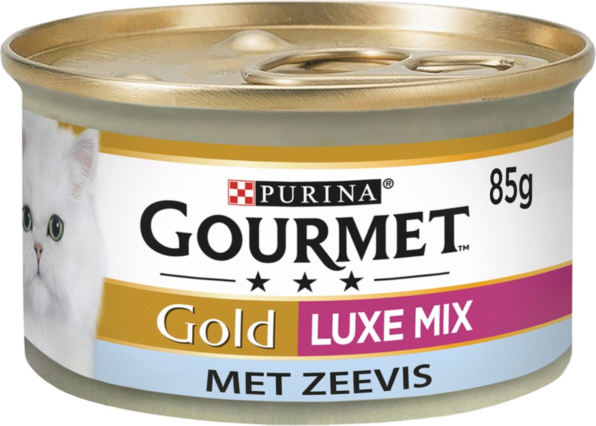  Gourmet Gold Luxe Mix - Kattenvoer Natvoer - Zeevis &amp; Spinazie - 24 X 85 Gr