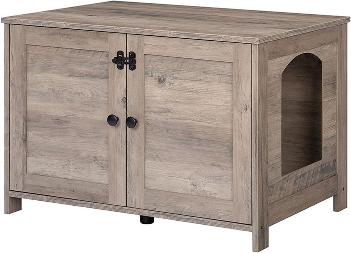  Kattenhuis Met Dubbele Deurtjes - Kattenkast Met Ruimte Voor Kattenbak - Kist Met Grote Opbergruimte - Bruikbaar Als Bank &amp;bijzettafel - Voor In Slaapkamer &amp; Gang - Greige