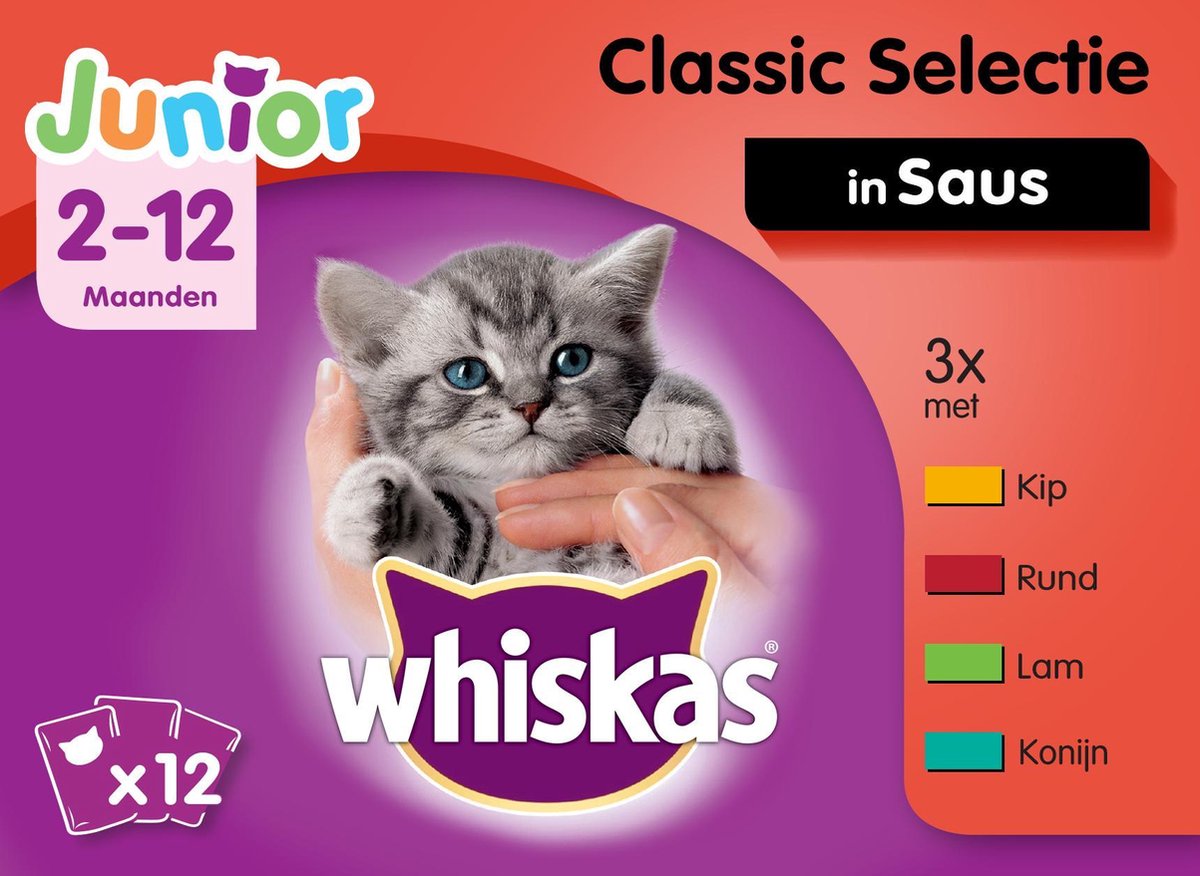  Whiskas Junior Katten Natvoer - Classic Selectie In Saus - 48 X 100g