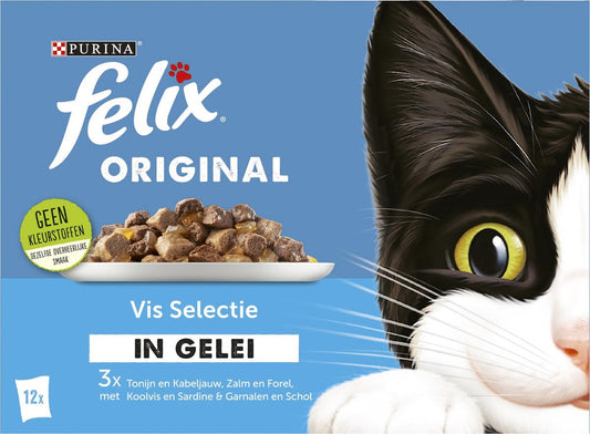  Felix Original Vis Selectie In Gelei - Katten Natvoer - 4 X 12 X 85gr