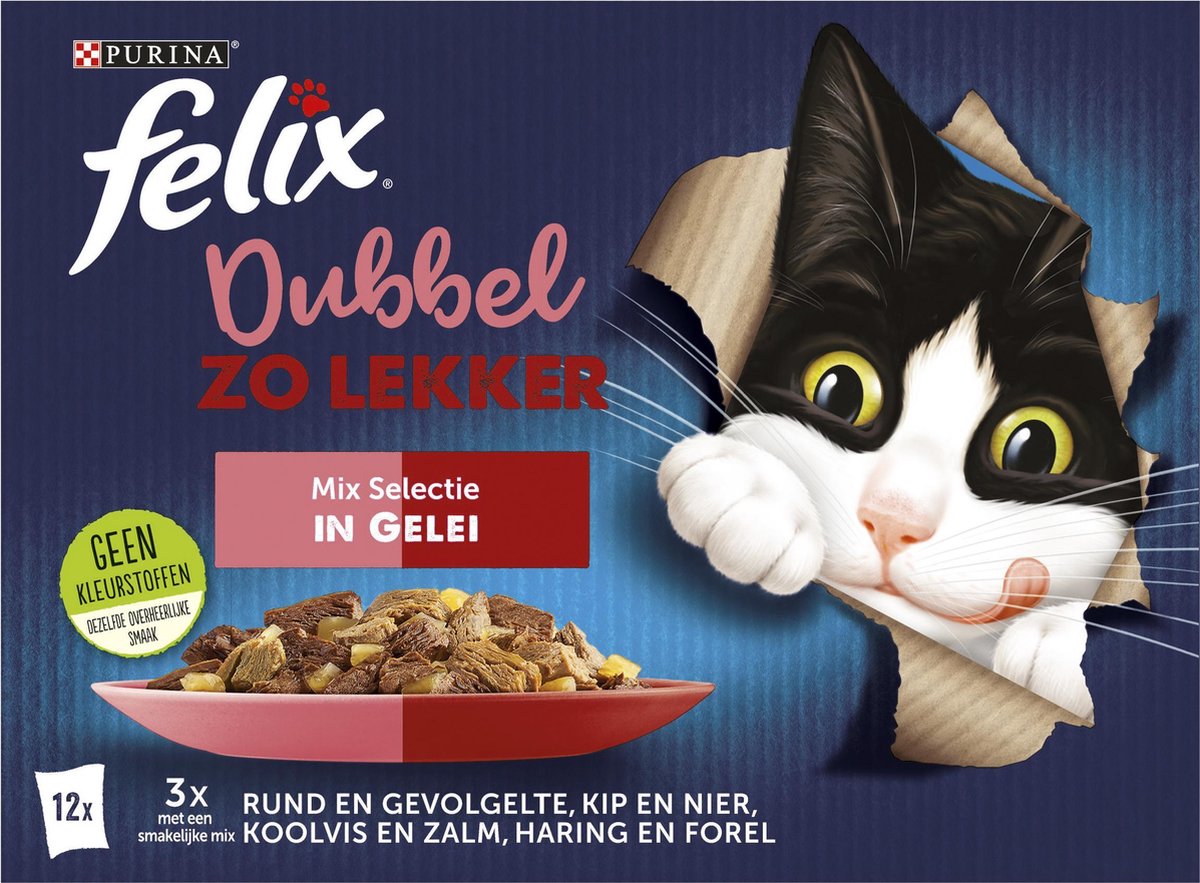  Felix Dubbel Zo Lekker Mix Selectie In Gelei - Katten Natvoer - 48 X 85g