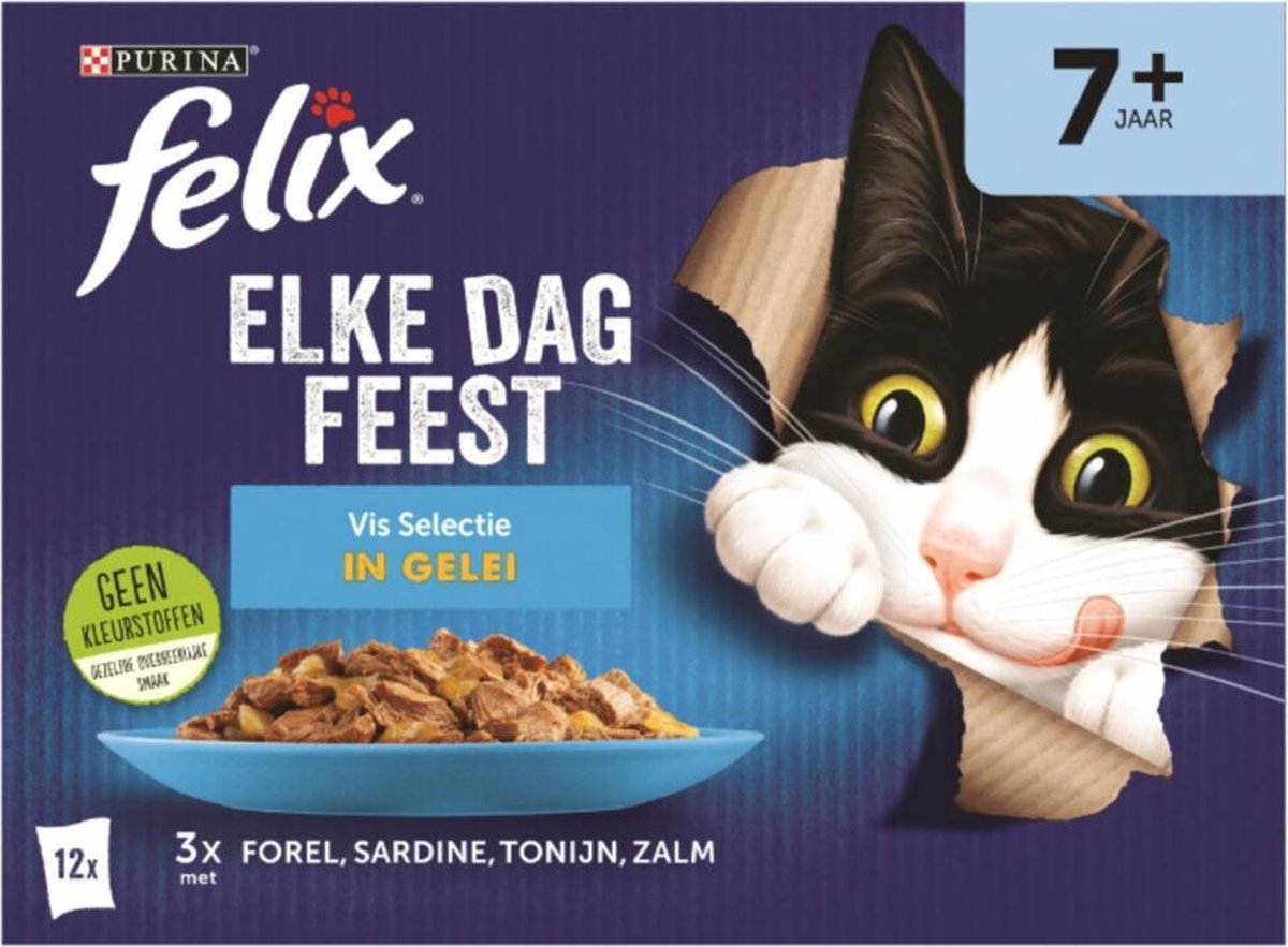  Felix Elke Dag Feest Vis Selectie In Gelei 7+ Jaar 12 X 85 Gr
