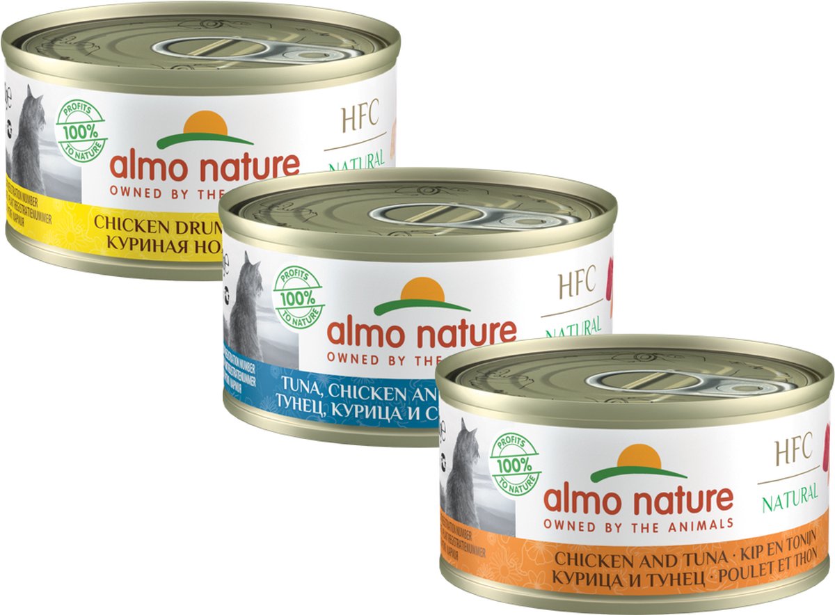  Almo Nature Natvoer Voor Katten - HFC Natural - 24 X 70g - Kippenborst - 24 X 70 Gram