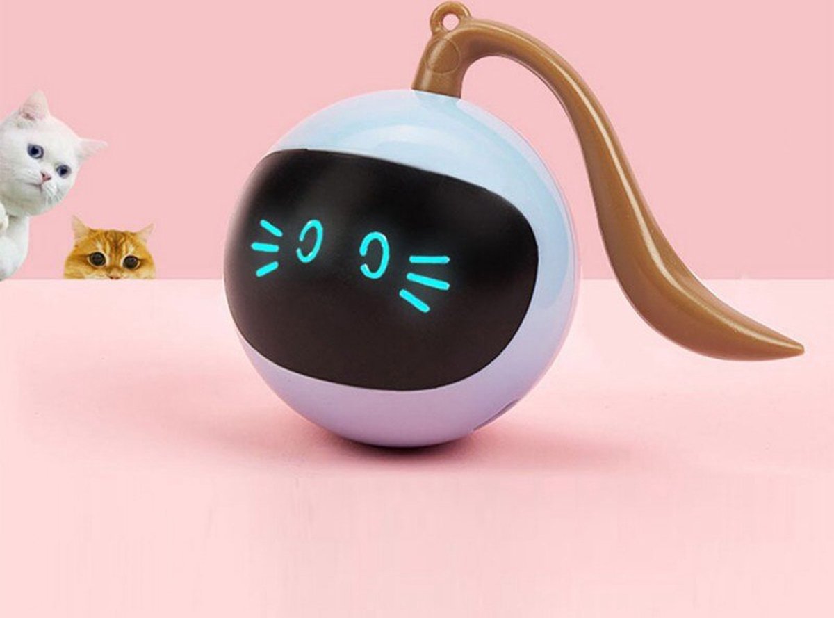  Otiume Interactieve Speelbal - Slimme Interactieve Jaag Speeltje Voor Katten - Kattenspeeltjes - Intelligente Jaagbal - AI -USB Oplaadbaar - LED - Blauw