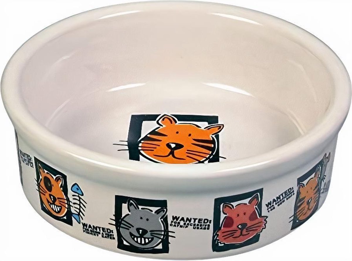  Trixie Voerbak Kat Keramiek Met Print Assorti (200 ML-12 CM)