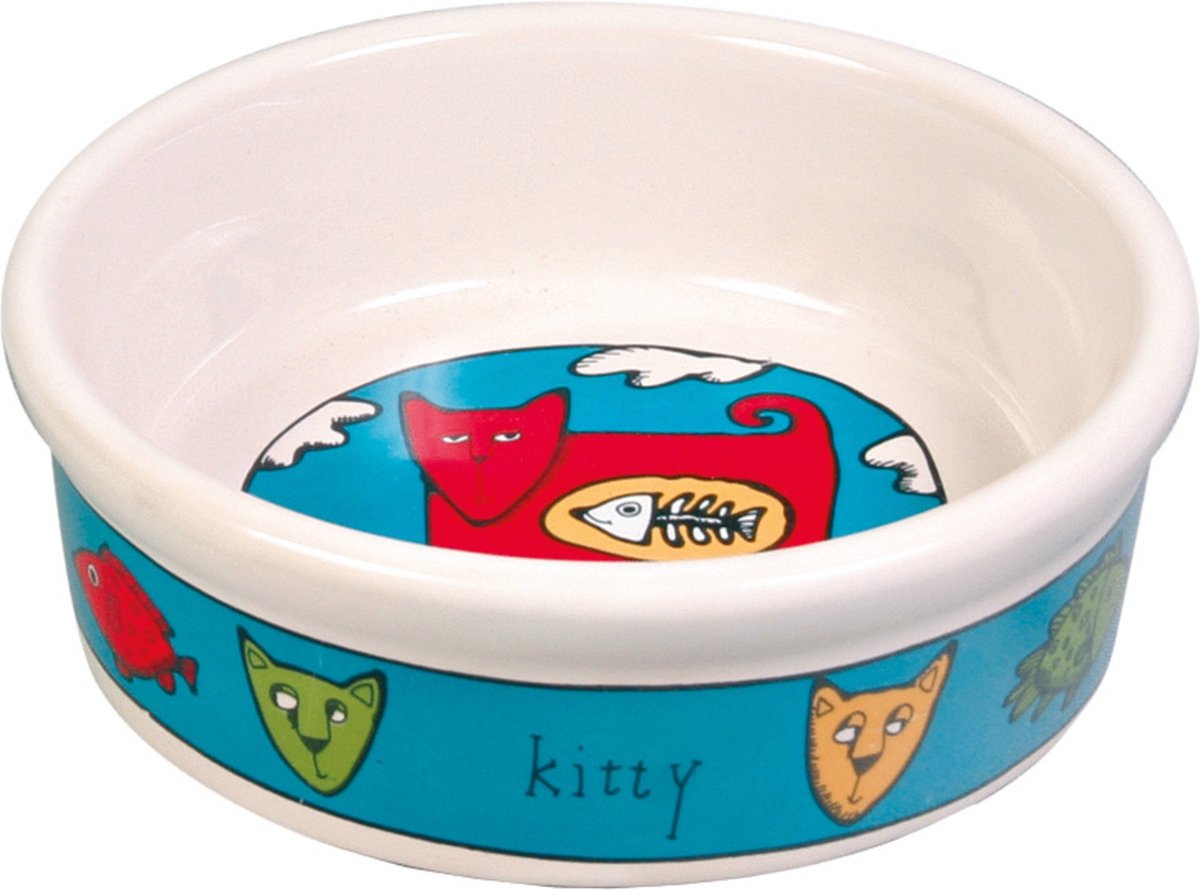  Trixie Voerbak Kat Keramiek Met Print Assorti (200 ML-12 CM)