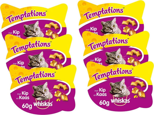  Whiskas Temptations 60 G - Kattensnack - 6 X Kip&amp;Kaas