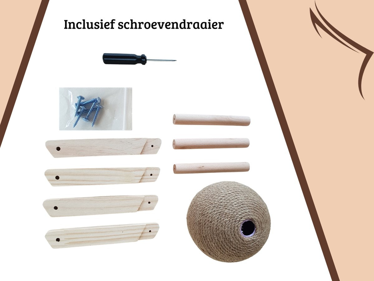  Janse Katten Krab Bal - Katten Speelgoed - Krabmeubel - Kattenkrabpaal - Krabplank - Krabbal - Kattenspeeltje - Krabbol - Inclusief Kattenkruid