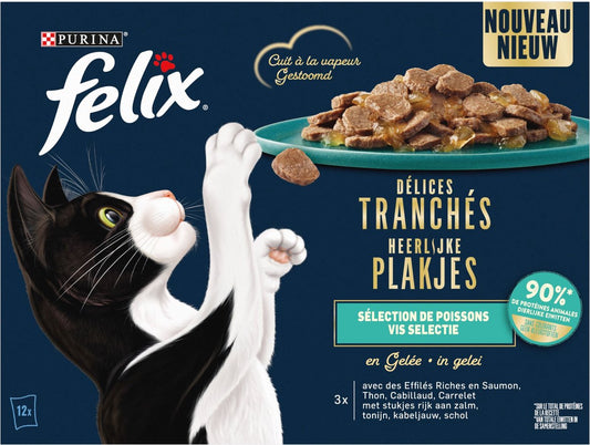  Felix Heerlijke Plakjes Vis Selectie Kattenvoer Nat 4(12x80g)