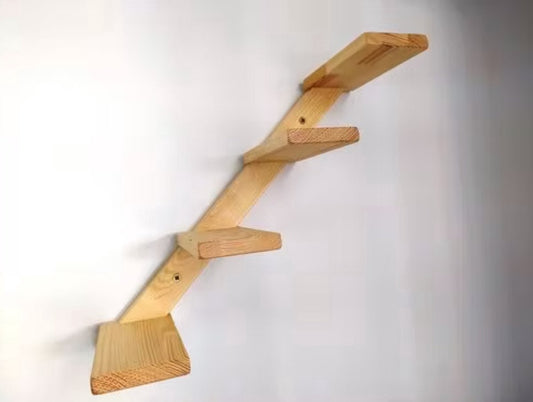  Kattentrap Hout - Linksonder Naar Rechtsboven - Handgemaakte Kattenladder - Katten Klimmuur Klimwand