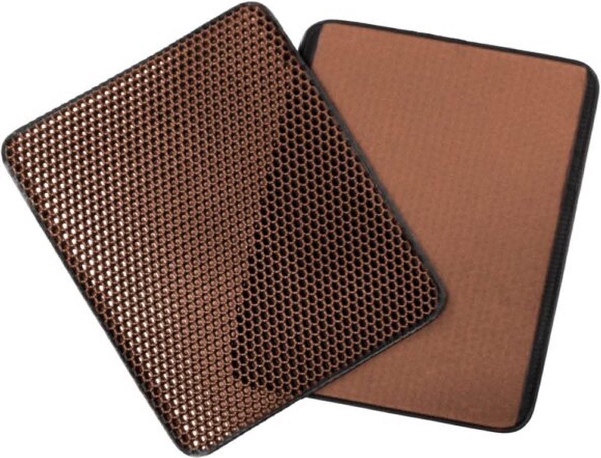  IGOODS - Kattenbakmat Met Filter - 45 X 60 - Waterdicht - Dubbele Laag - Bruin