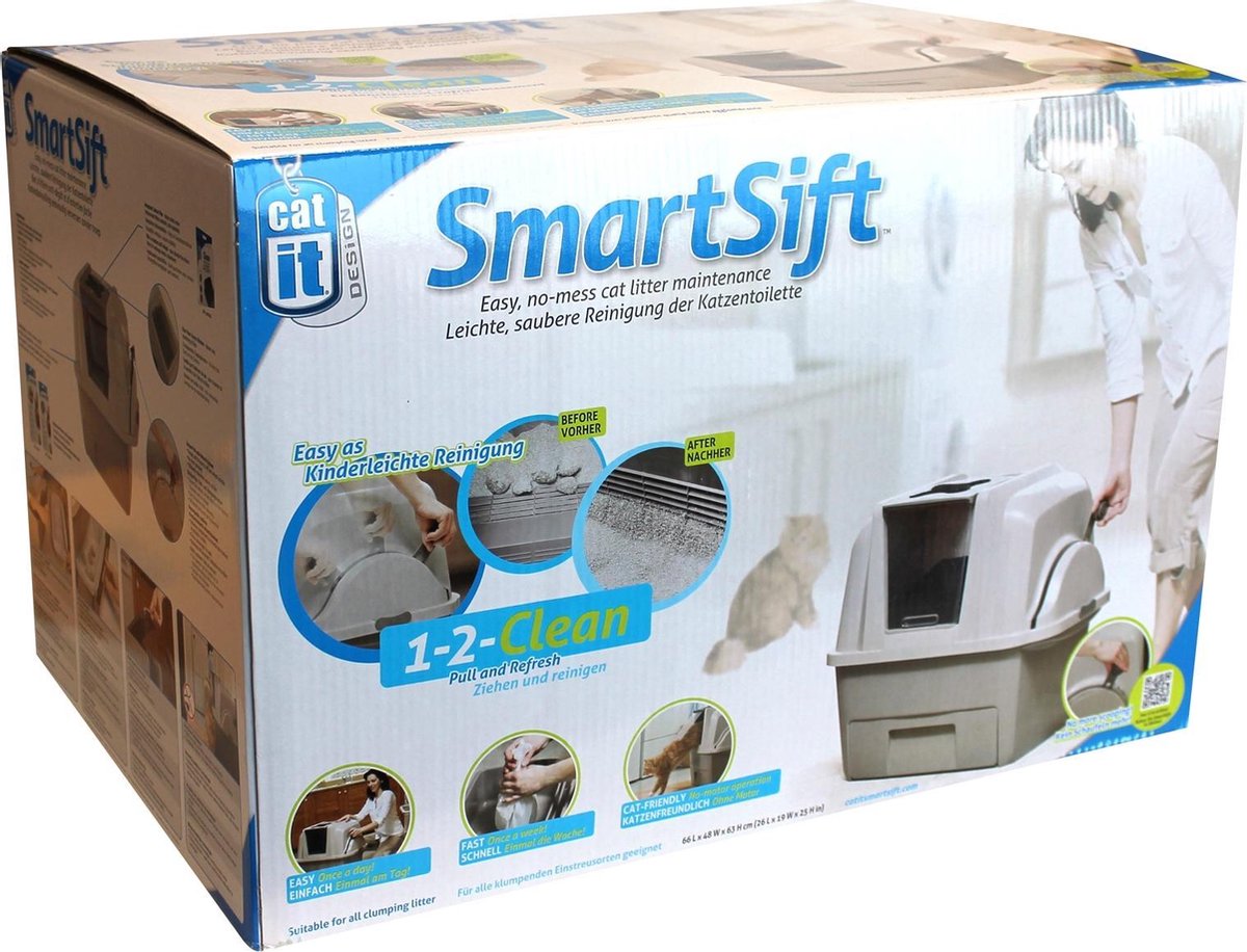  Catit Kattenbak - Incl. 4 Afvalzakken - Grijs/Wit - 67 X 48 X 46 Cm