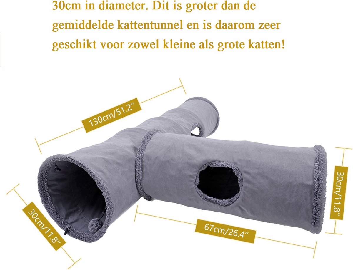  Bonbox Shop - Kattentunnel - 130 CM - Katten Speelgoed - Kitten - Spelen- Speeltunnel - Speelgoed Voor Katten
