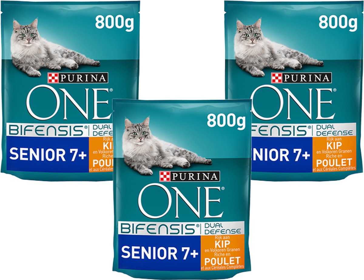  Purina One Bifensis Senior 7+ Rijk Aan Kip En Volkoren Granen - 800g X 3