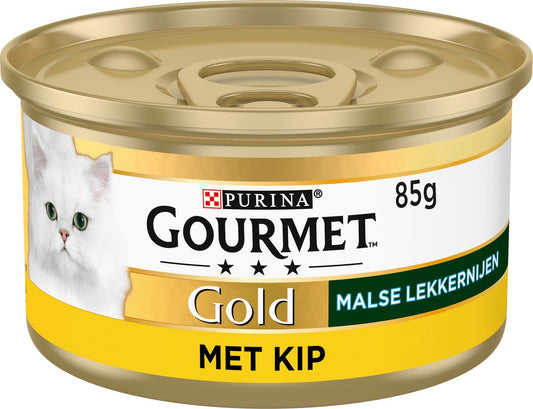  Gourmet Gold Malse Lekkernijen – Kattenvoer Natvoer – Met Kip – 24 X 85 Gr