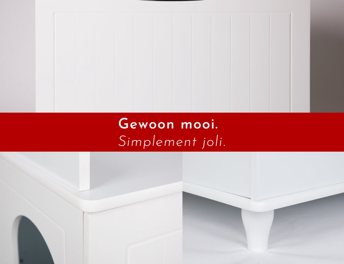  WONDERMAKE® Grote Kattenkast Houten Voor Kattenbak-box Kattentoilet, XL-kattenbak Dressoir Kastje, Designer Kattenhuis Met Kattenhol Kattenmand, Kasten Kast Voor Badkamer, 73,5 X 51,5 X 57 Cm, Wit