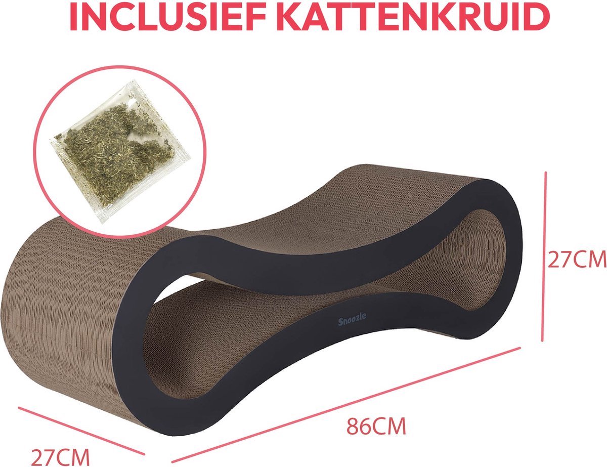  Snoozle Loop Krabpaal Voor Katten - Zwart - 86cm - Krabmeubel Voor Grote Katten - Karton