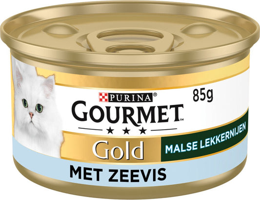  Gourmet Gold Malse Lekkernijen - Kattenvoer Natvoer – Met Zeevis – 24 X 85 Gr
