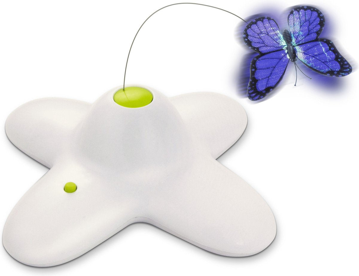  All For Paws - Interactive Flutterbug – Wit/Blauw - 1 Stuk
