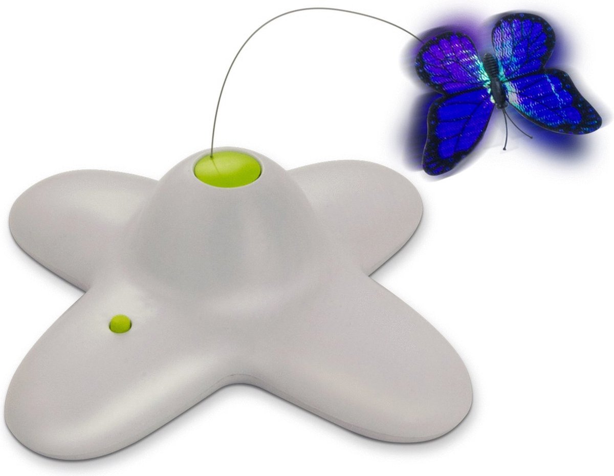  All For Paws - Interactive Flutterbug – Wit/Blauw - 1 Stuk
