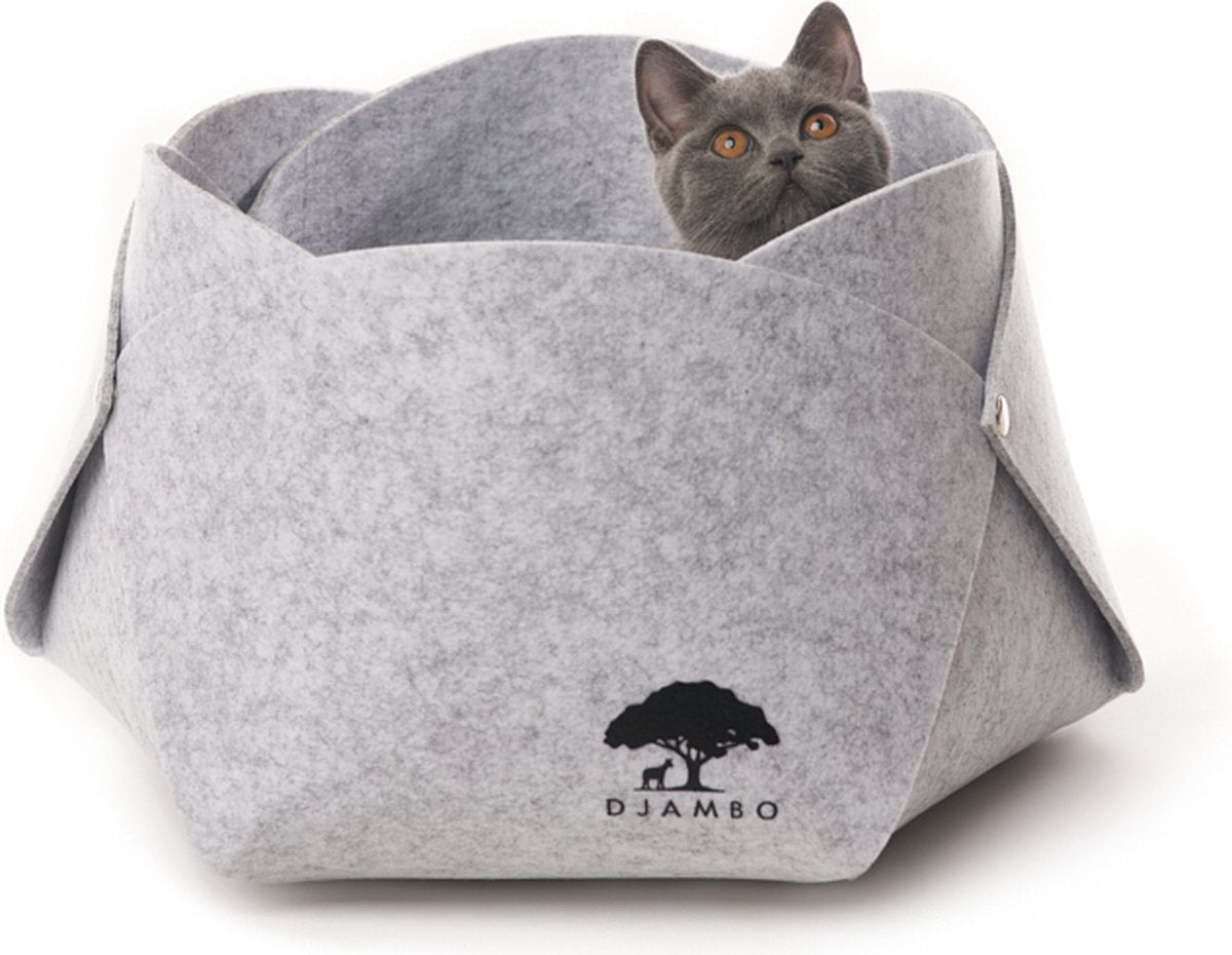  Djambo Grijs Kattenmand Vilt Met 1 Zacht Kussen - Elegant En Praktisch Kattenbed - Comfortabel En Origineel Design