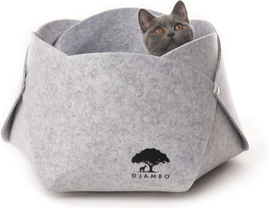  Djambo Grijs Kattenmand Vilt Met 1 Zacht Kussen - Elegant En Praktisch Kattenbed - Comfortabel En Origineel Design