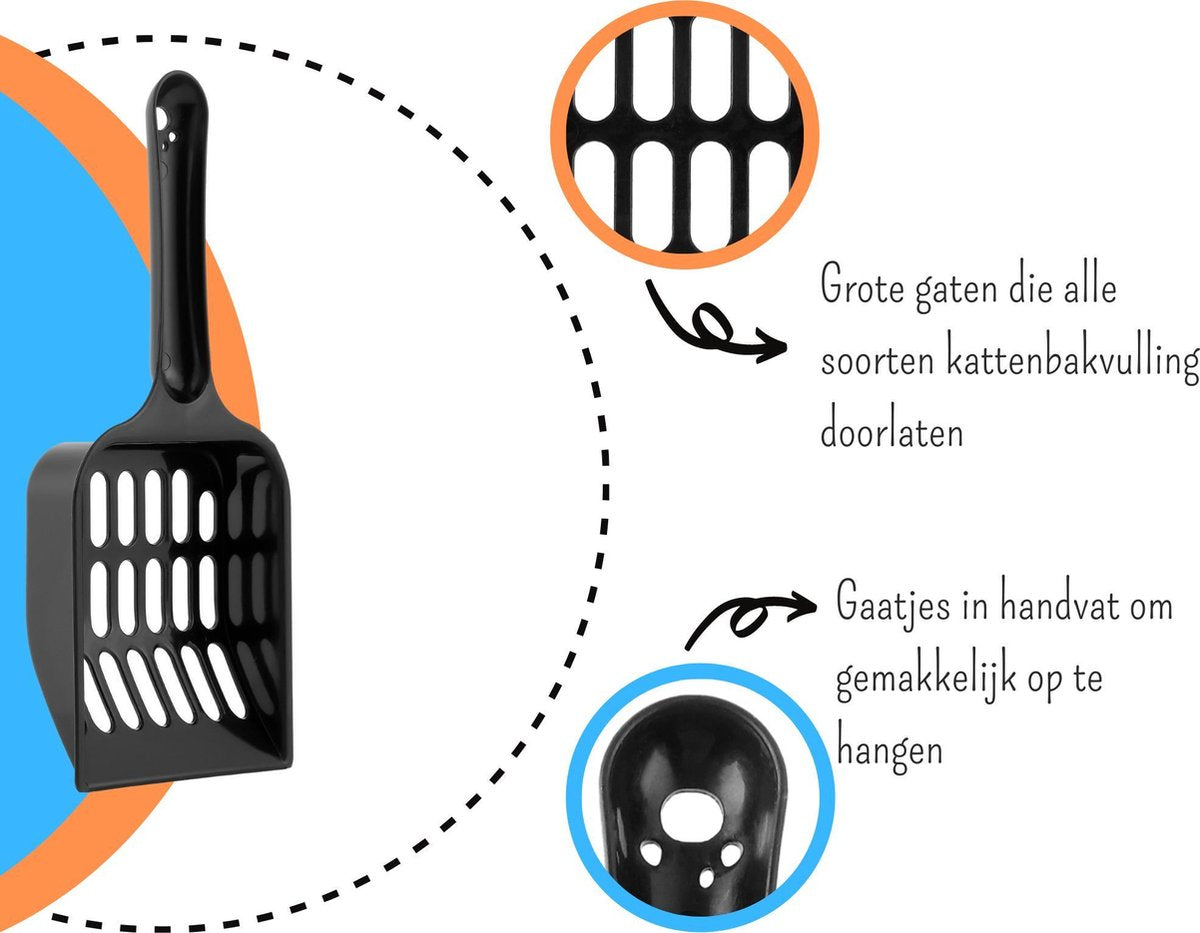 Merkloos Kattenbakschepje – Grof – Zwart