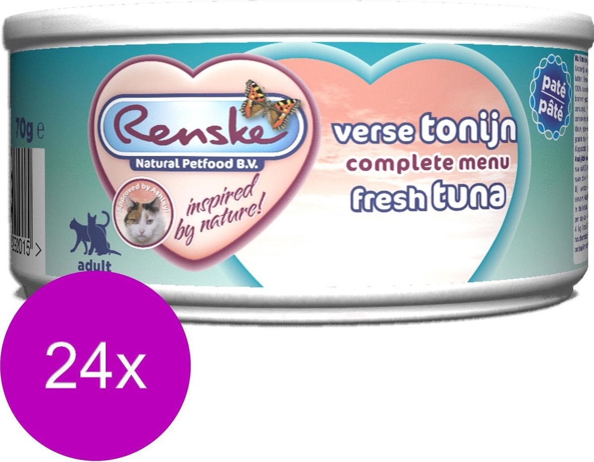  Renske Vers Vlees - Kat - Verse Tonijn - 24 Stuks à 70 Gram